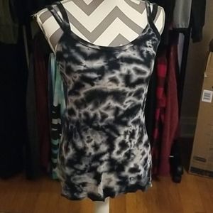Navy and white tye dye tank top